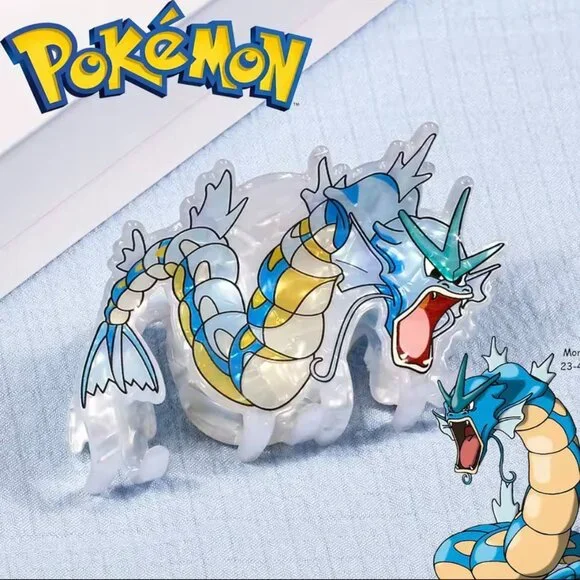 Pokemon Gyarados Cartoon Acrylic Hair Claw Blue Clip - Picture 1 of 3
